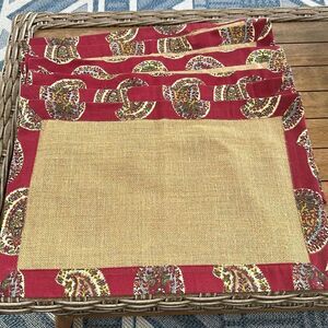 Pier 1 Floral & Raffia Cloth Placemats (6)
